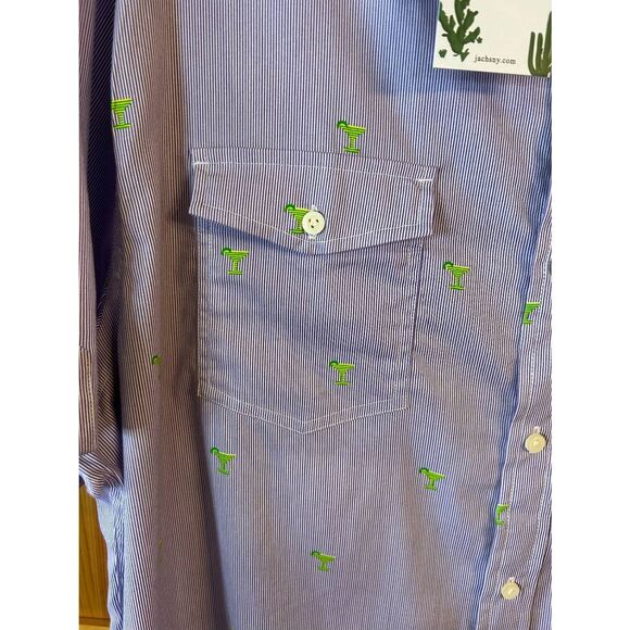 Jachs Mens Purple White Stripe Short Sleeve Pockets Button Up Size XXL (5091) NW - Picture 2 of 7